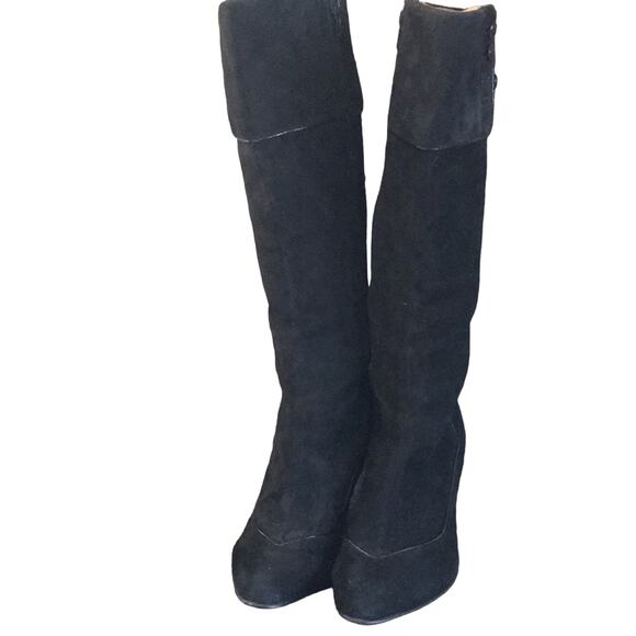 Sofft High Heeled Black Suede Boots 6M - Picture 2 of 8